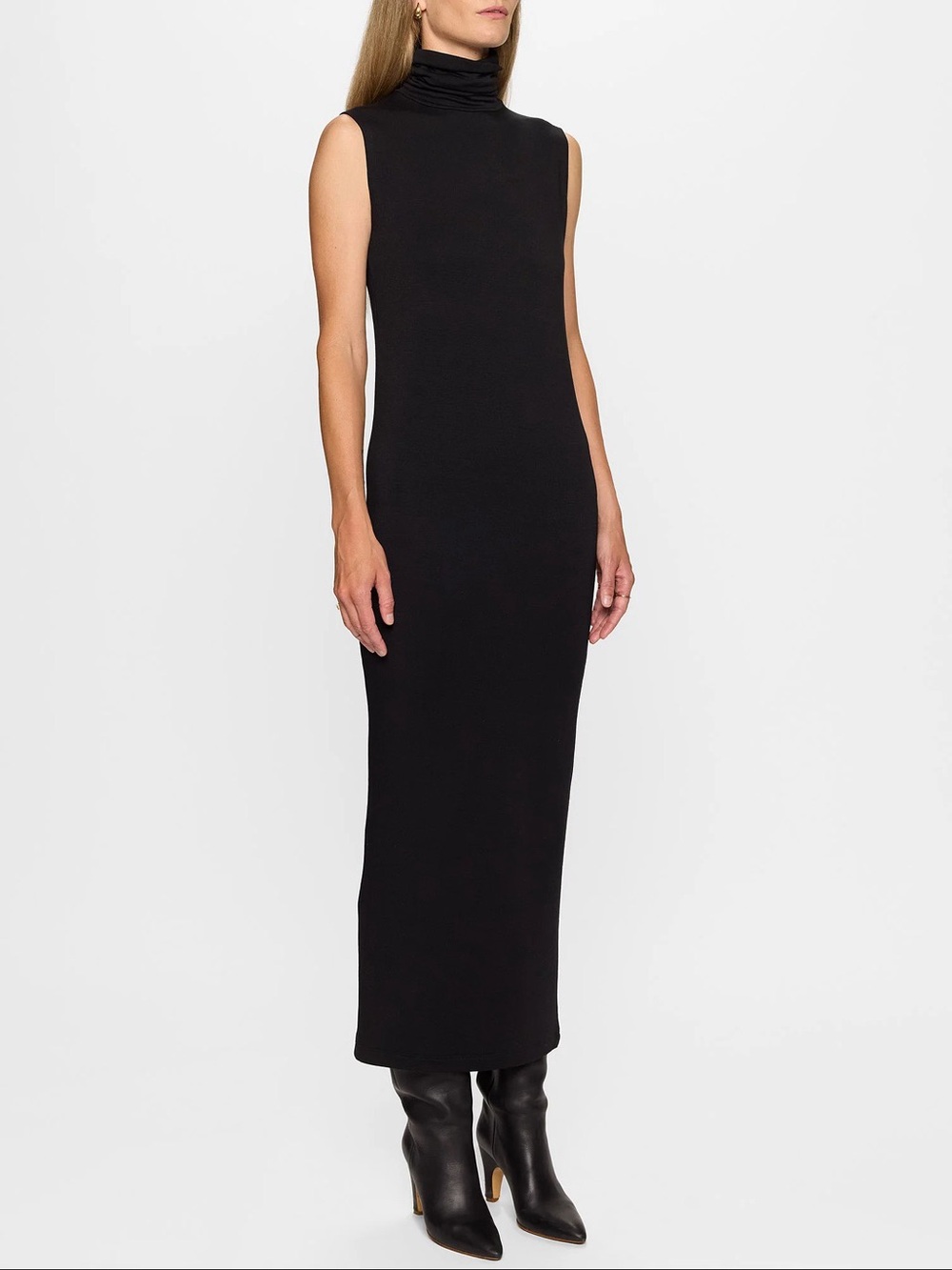 ZARA Black Velvet Mock Neck Maxi Dress Size Medium